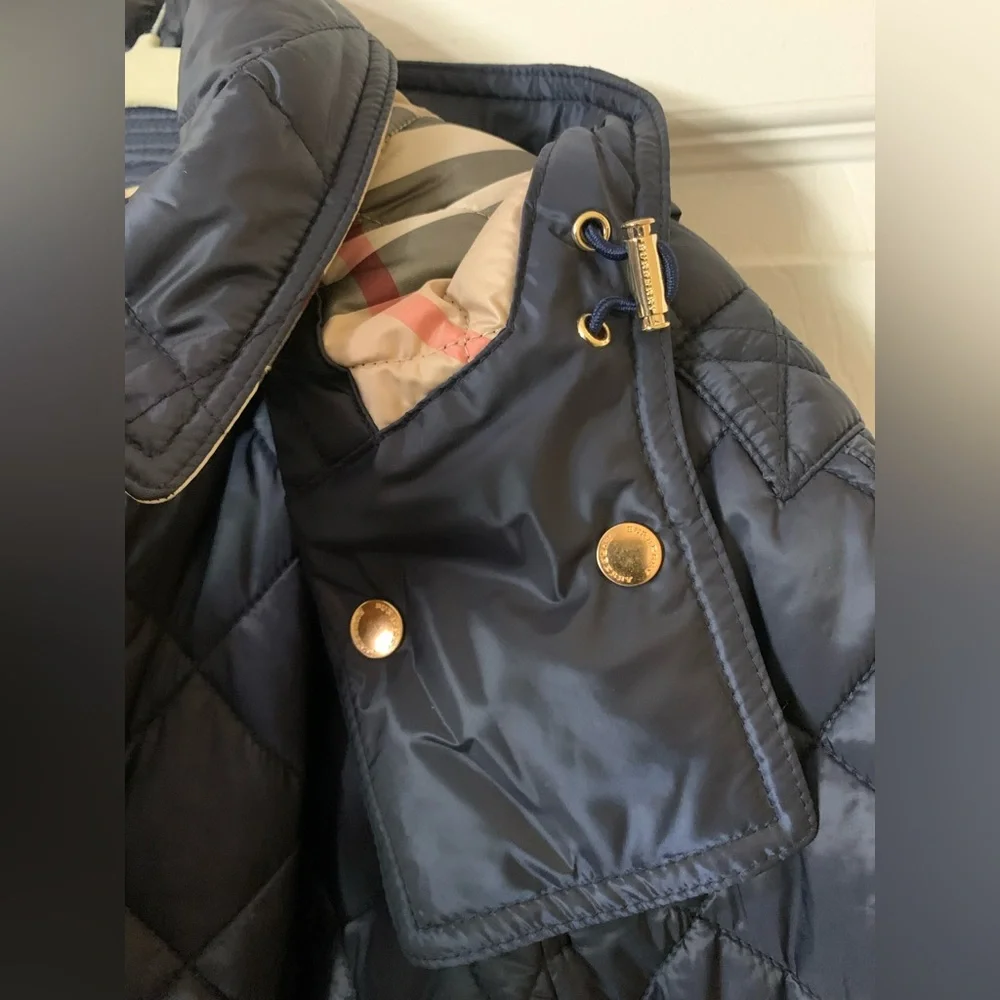 Authentic Burberry Finsbridge‎ Long Quilted Jacket Coat Belted Waist Navy XL NWT - Picture 13 of 13